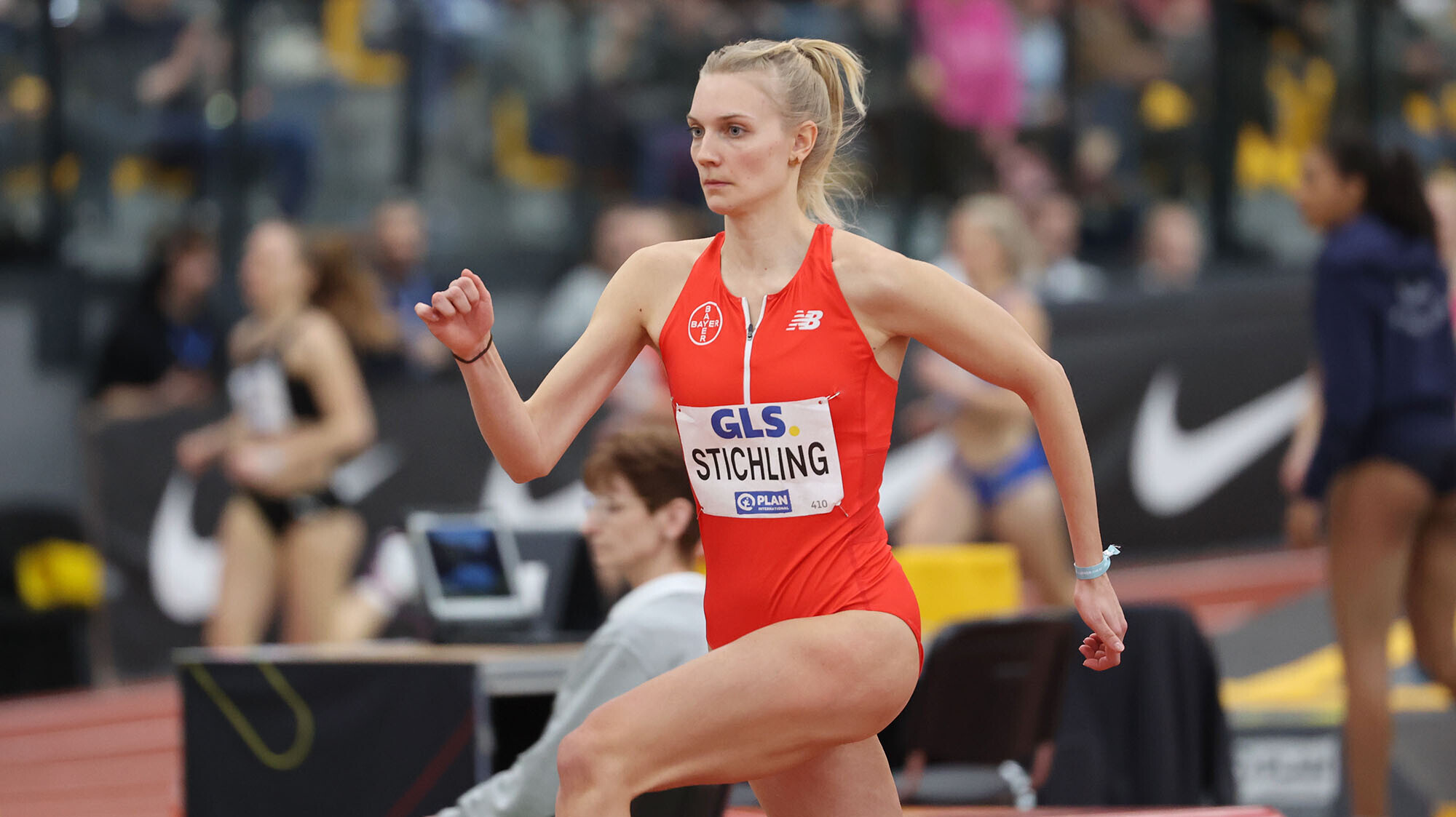 Hochspringerin Bianca Stichling beim Anlauf zum Sprung