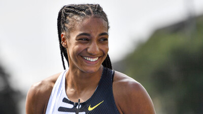 Three-time heptathlon Olympic champion Nafissatou Thiam competes in ...